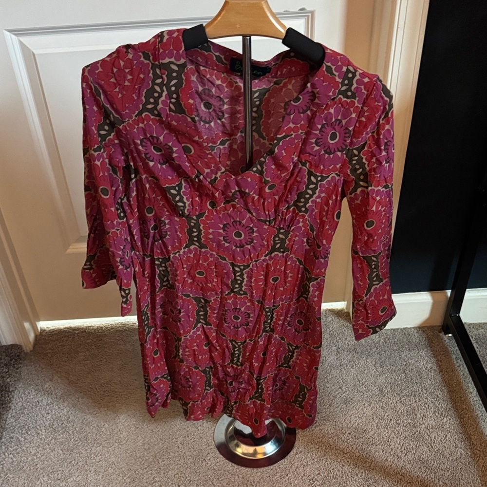 Women's Pink Floral V-Neck Dress